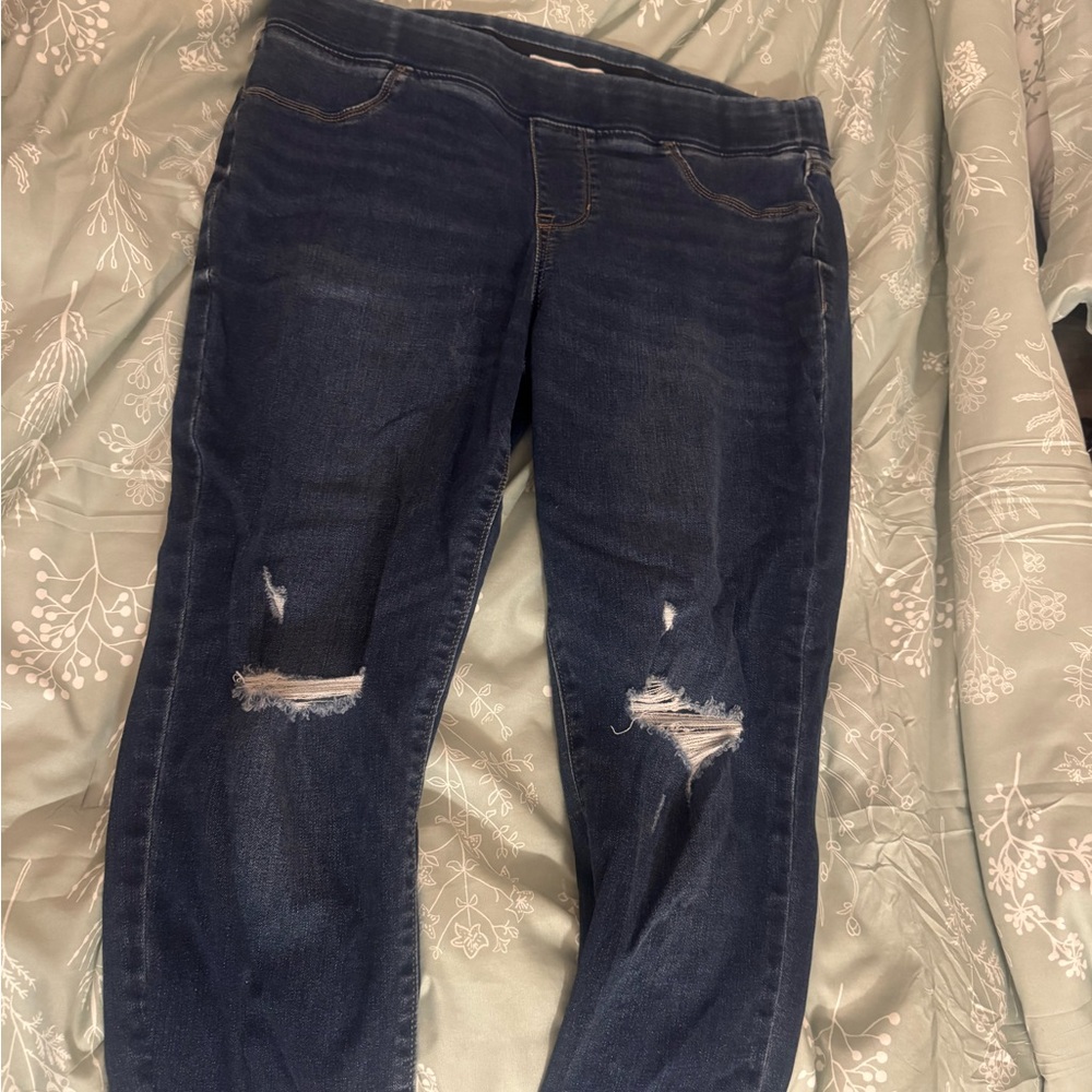 Old Navy Dark Blue Distressed Jeggings